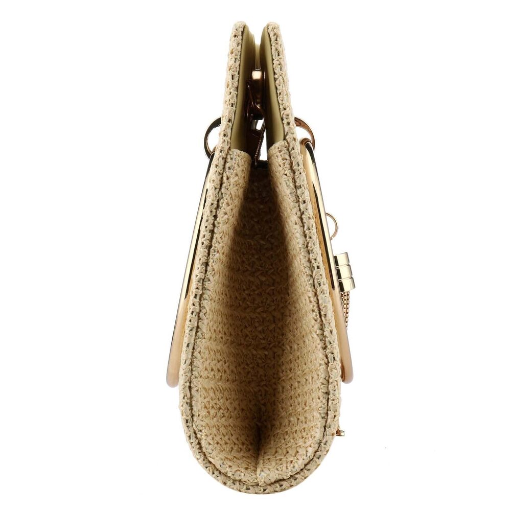 6669 Summer Beach Straw Clutch Evening Handbag - Top-handle Bag Yellow-H - Picture 6 of 6
